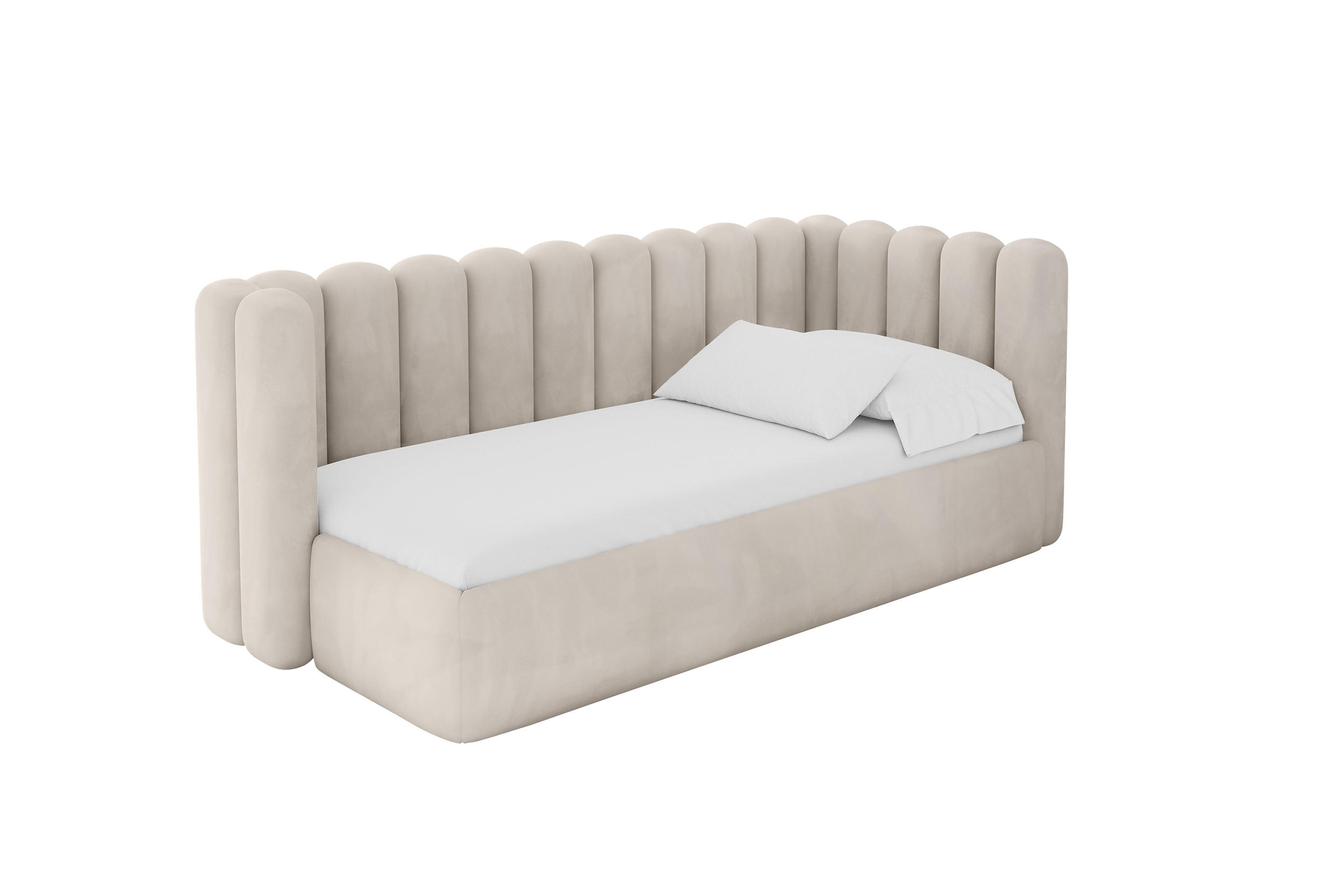 ALTDECOR JEDNOLŮŽKOVÁ POSTEL pro mládež s úložným prostorem a matrací H3/H4, vlevo - HUGY 100x200 béžová