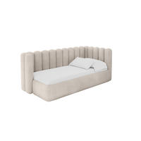 EINZELLBETT Jugendbett mit Bettkasten und Matratze H3/H4, Links - HUGY 100x200 Beige - Ecru, Holzwerkstoff/Textil (100/200cm) - ALTDECOR