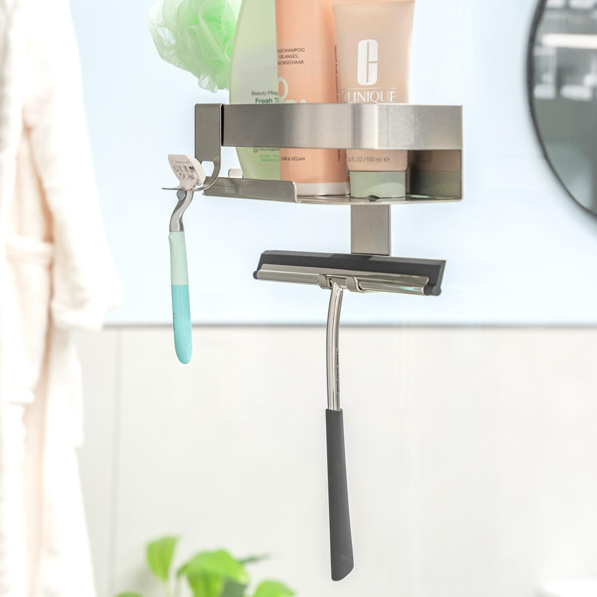 DUSCHABLAGE für Glasduschwand, Edelstahl - Edelstahlfarben, Metall (23/67.5/10.5cm) - eluno