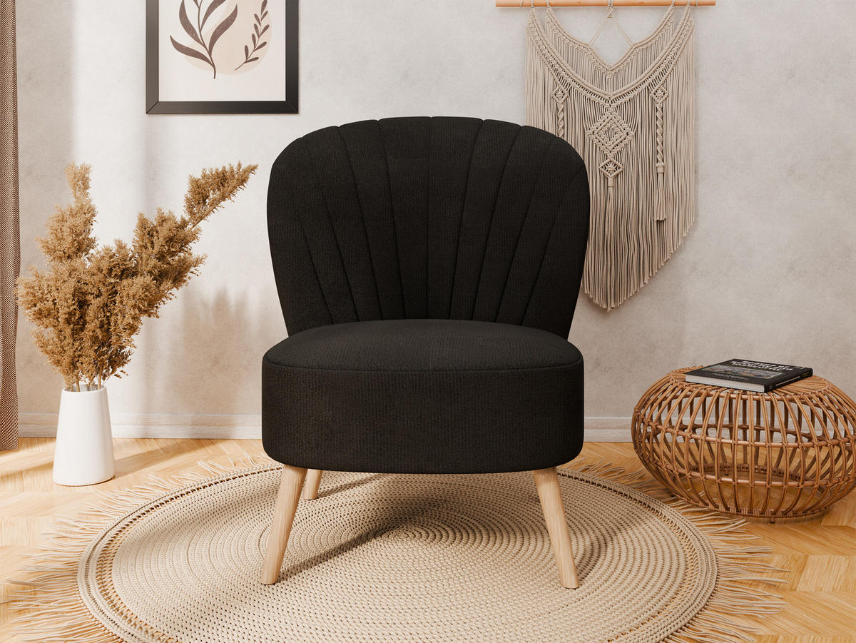 SESSEL Lumora mit Holzbeinen schwarz - Schwarz, Holz (68/82/78cm) - Panda Möbel