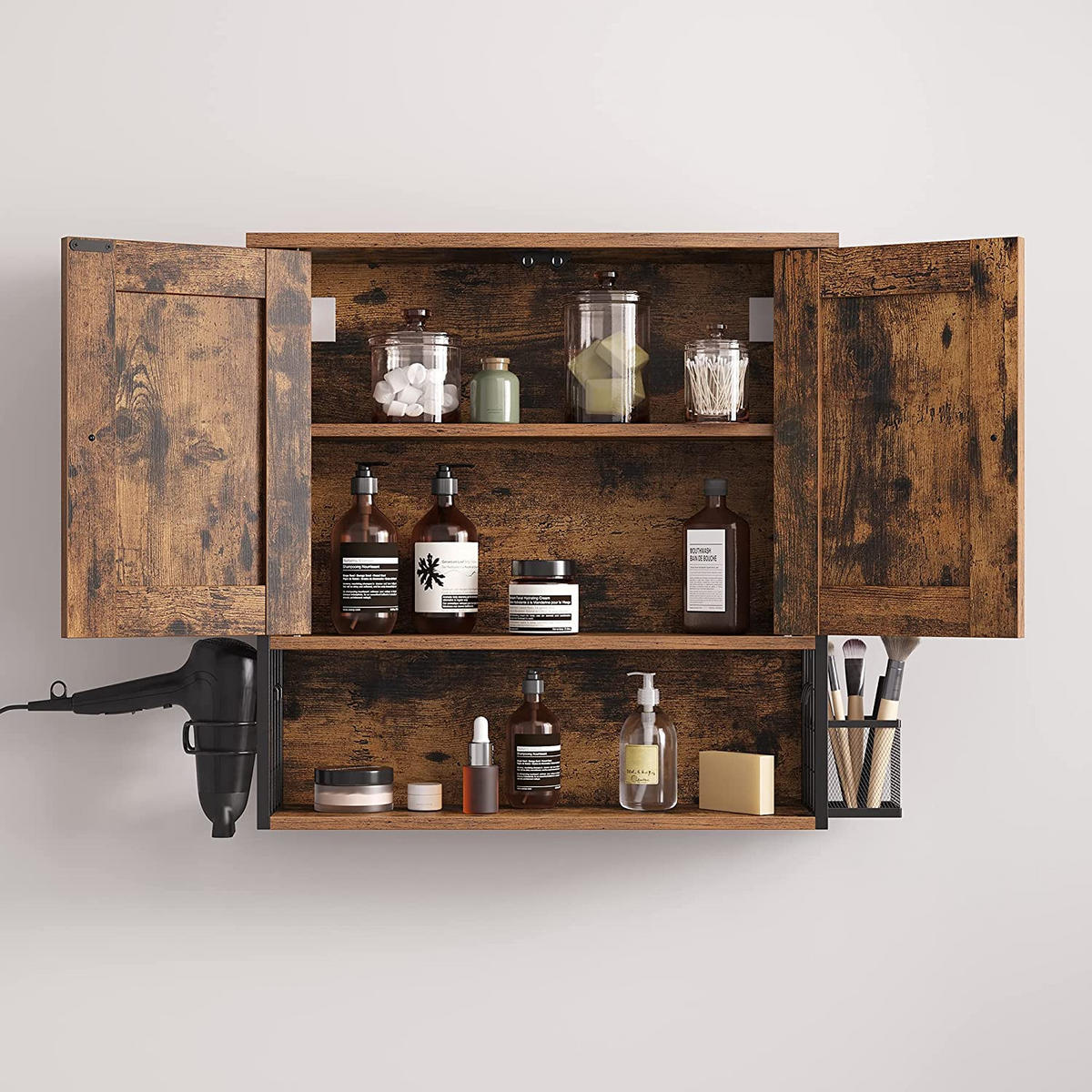BADEZIMMERSCHRANK WANDSCHRANK - Braun, Holzwerkstoff (16/60/60cm) - Hansiro