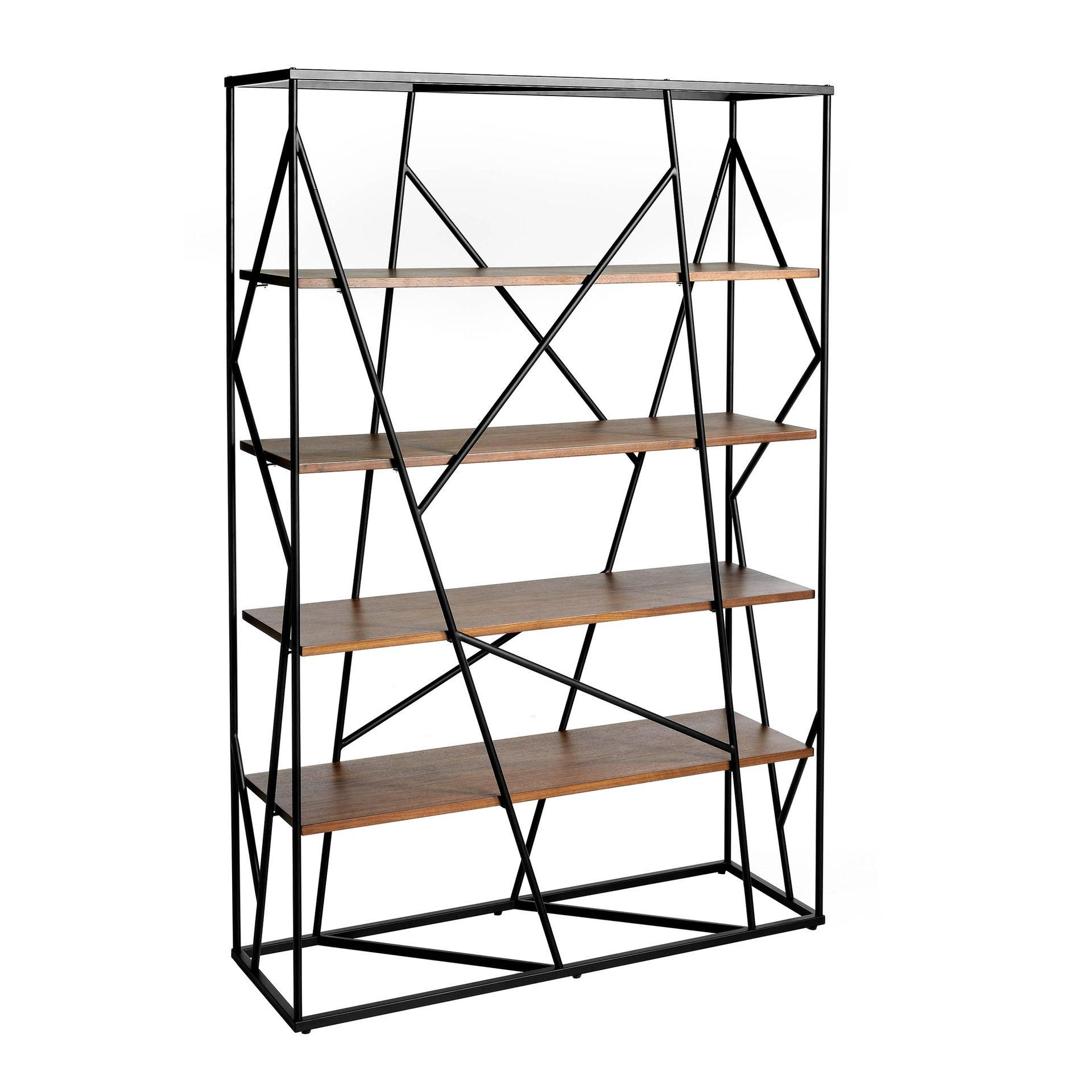REGAL Regale aus Nussbaum und schwarzem Stahl 120/38/180 cm - Walnussfarben/Schwarz, Holz (120/180/38cm) - ANGEL CERDA