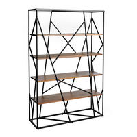 REGAL Regale aus Nussbaum und schwarzem Stahl 120/38/180 cm - Walnussfarben/Schwarz, Holz (120/180/38cm) - ANGEL CERDA