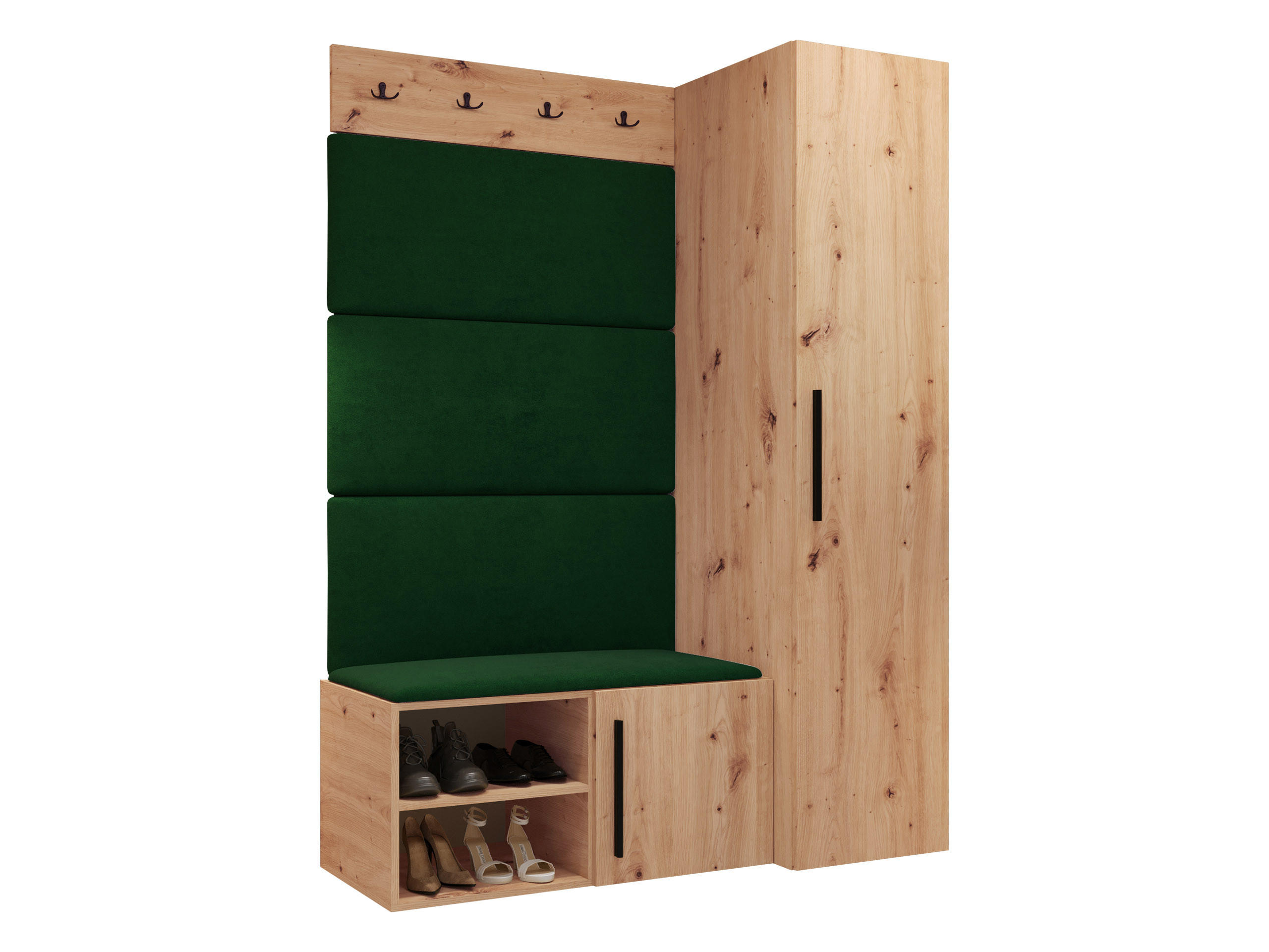 GARDEROBEN-SET Medi II - Schwarz/Eiche Artisan, Holzwerkstoff/Kunststoff (40/191/50cm) - MIRJAN24