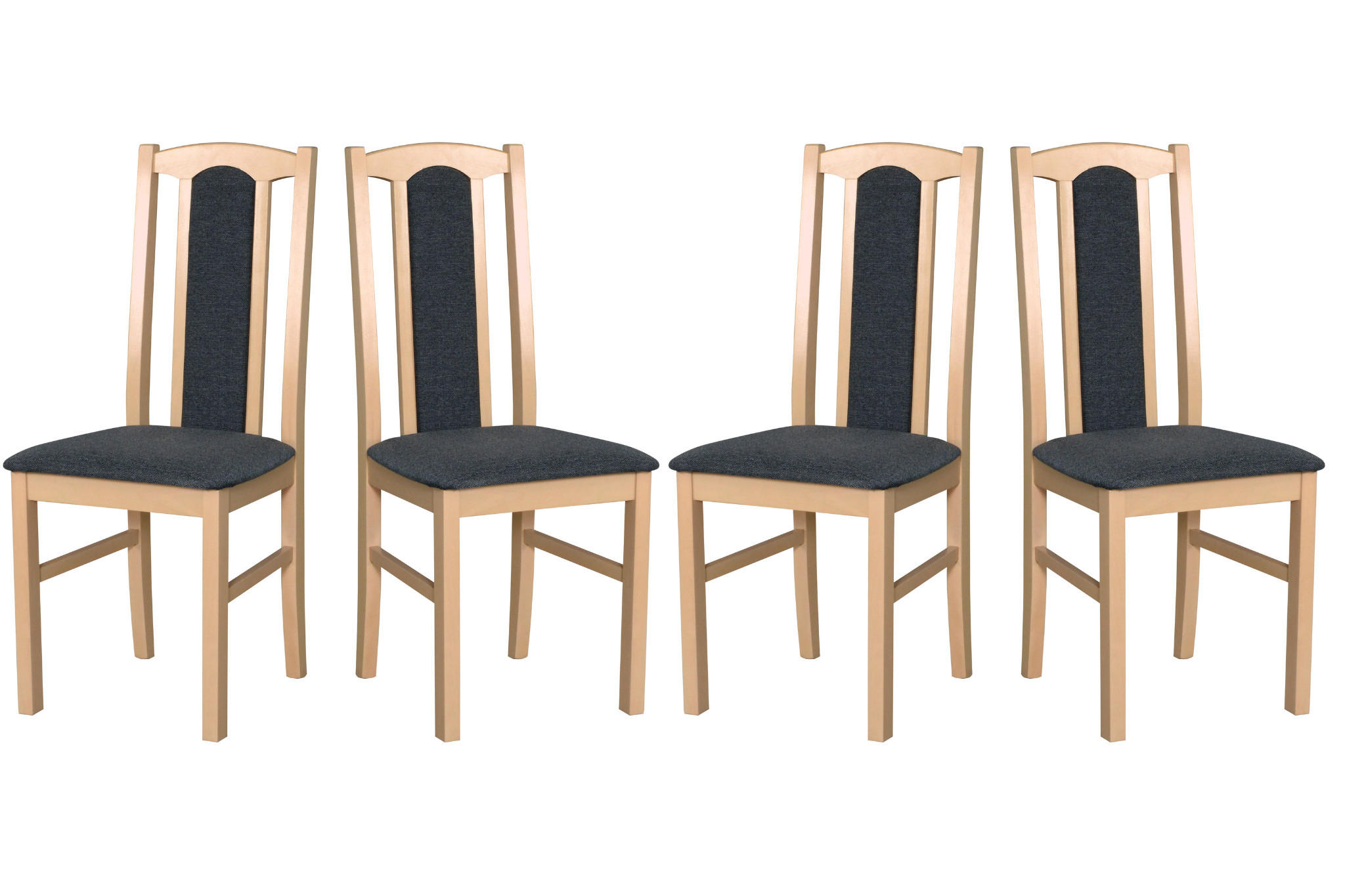 ESSZIMMERSTUHL – Set 4x Bos 7 Sonoma, hygge 96 - Dunkelgrau/Sonoma Eiche, Holz (43/96/40cm) - Leaf Design