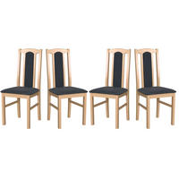 ESSZIMMERSTUHL – Set 4x Bos 7 Sonoma, hygge 96 - Dunkelgrau/Sonoma Eiche, Holz (43/96/40cm) - Leaf Design