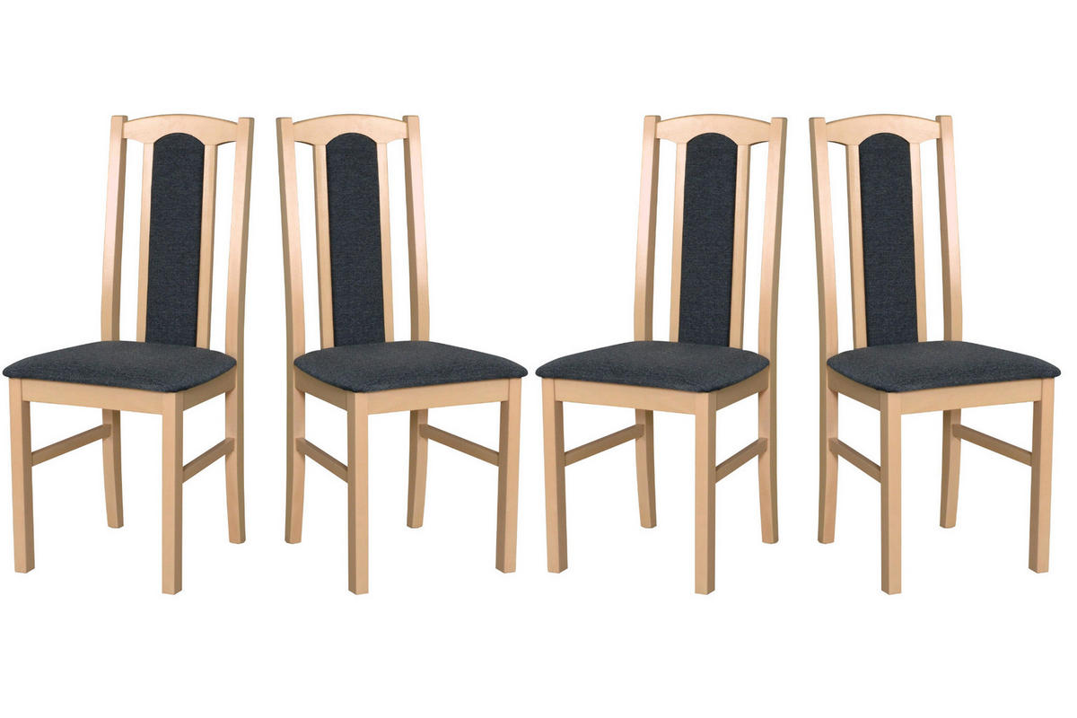 ESSZIMMERSTUHL – Set 4x Bos 7 Sonoma, hygge 96 - Dunkelgrau/Sonoma Eiche, Holz (43/96/40cm) - Leaf Design
