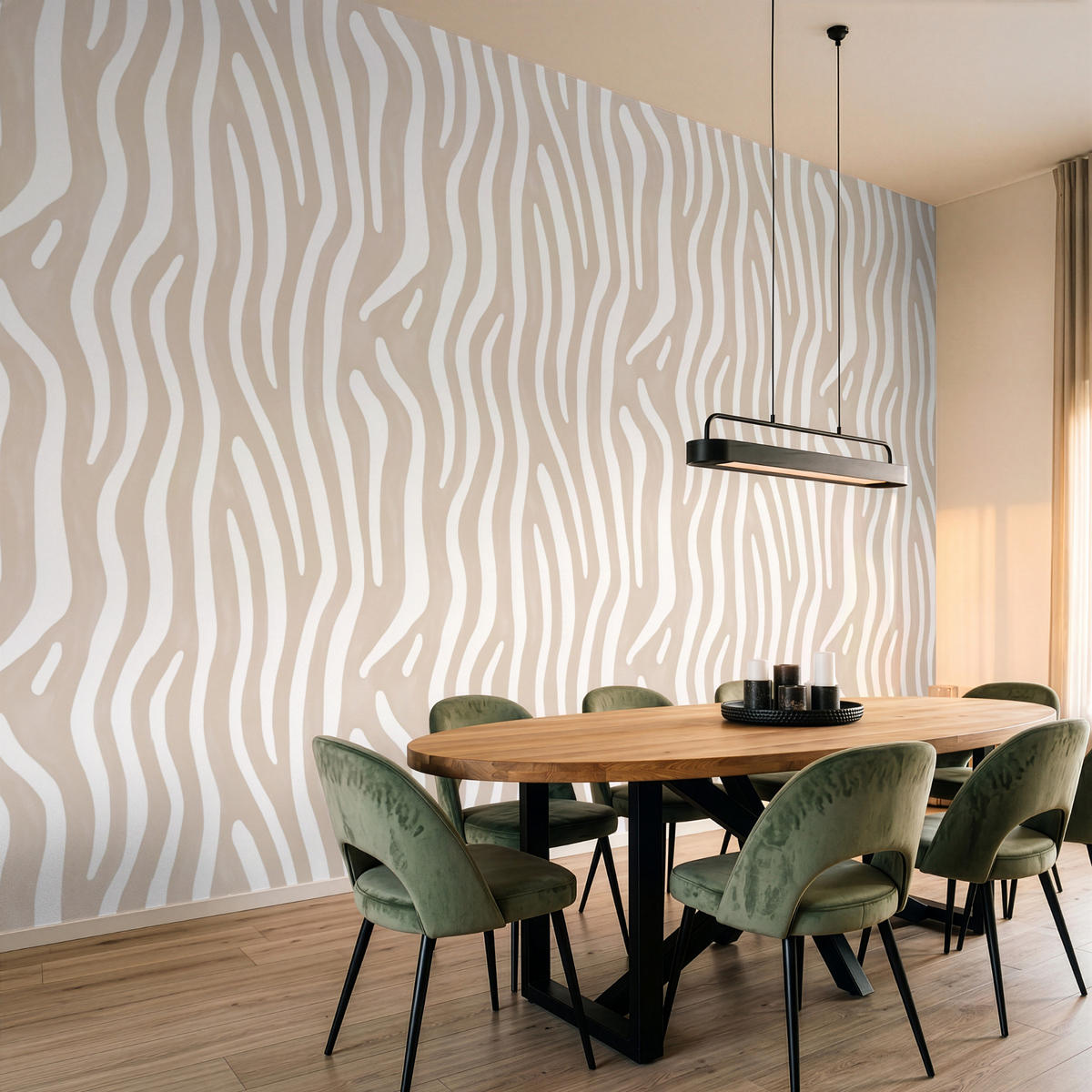 TAPETE - Abstrakt - Zebra - Beige - 450x300 cm - Beige, Papier (450/300cm) - OnlyWow