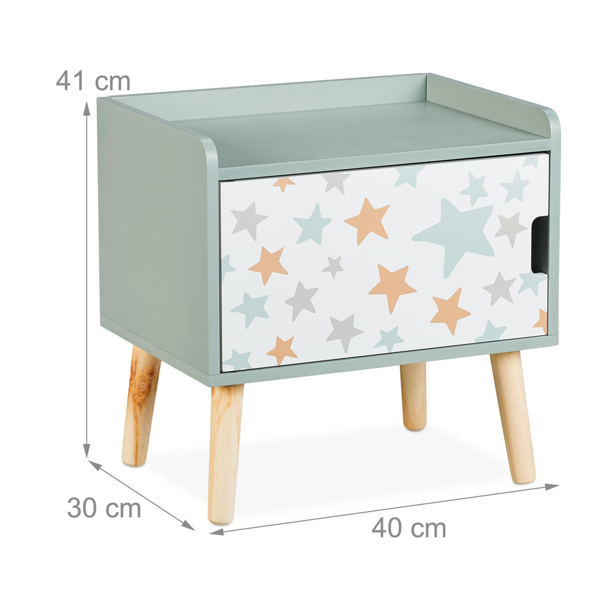 KINDER-NACHTTISCH - Türkis, Holz/Holzwerkstoff (40/41/30cm) - Relaxdays