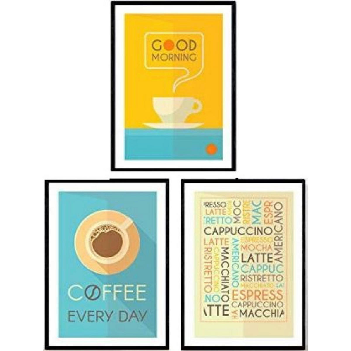 POSTER Set Mit 3 Kaffee Blätter Retro 2 A4 Rahmenlos - Klar, Papier (29.7/5/21cm) - Nacnic