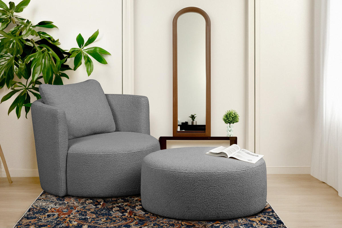 SITZHOCKER RAGGI mit 360° Drehfunktion, dunkelgrau - Dunkelgrau, Textil (80/36/80cm) - KONSIMO®