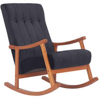 SCHAUKELSTUHL Samt Walnuss/Schwarz - Walnussfarben/Schwarz, Holz/Textil (62/98/92cm) - CLP
