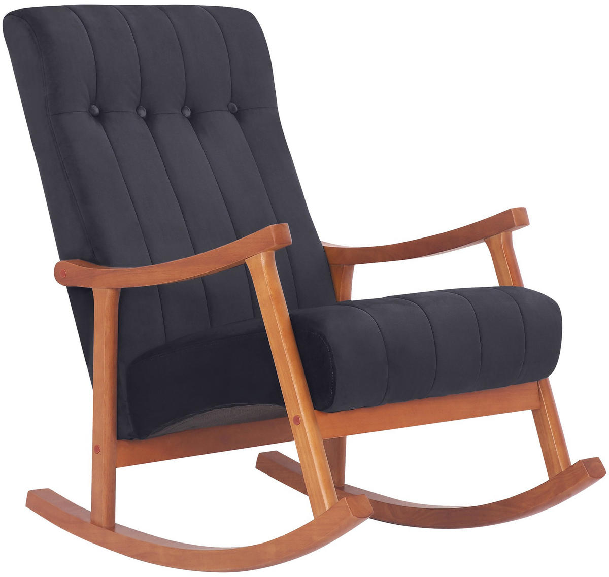 SCHAUKELSTUHL Samt Walnuss/Schwarz - Walnussfarben/Schwarz, Holz/Textil (62/98/92cm) - CLP