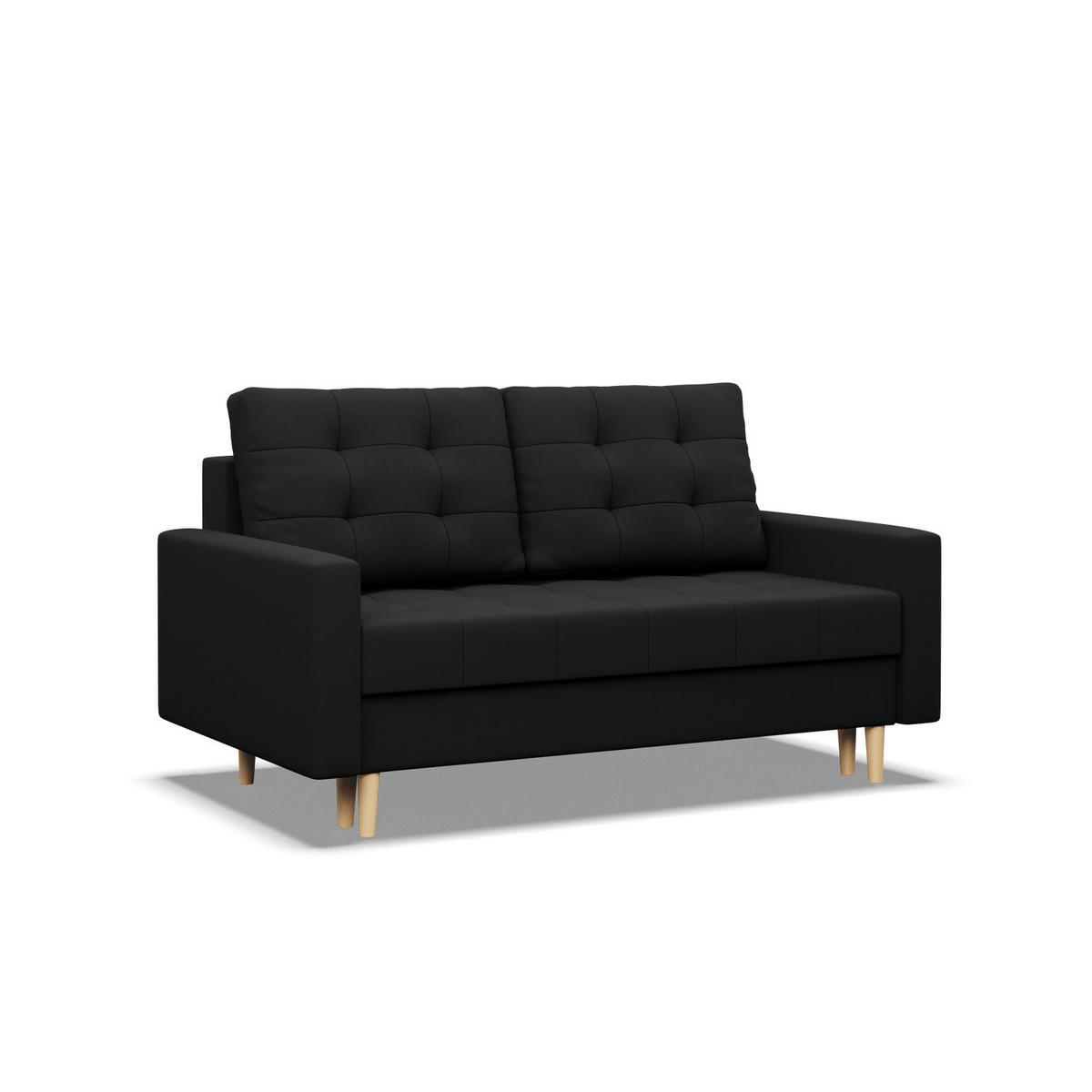 SOFA 2-SITZER MIT SCHLAFFUNKTION ELMA BONELL, Schwarz - Schwarz, Textil (152/92/92cm) - Mebligo