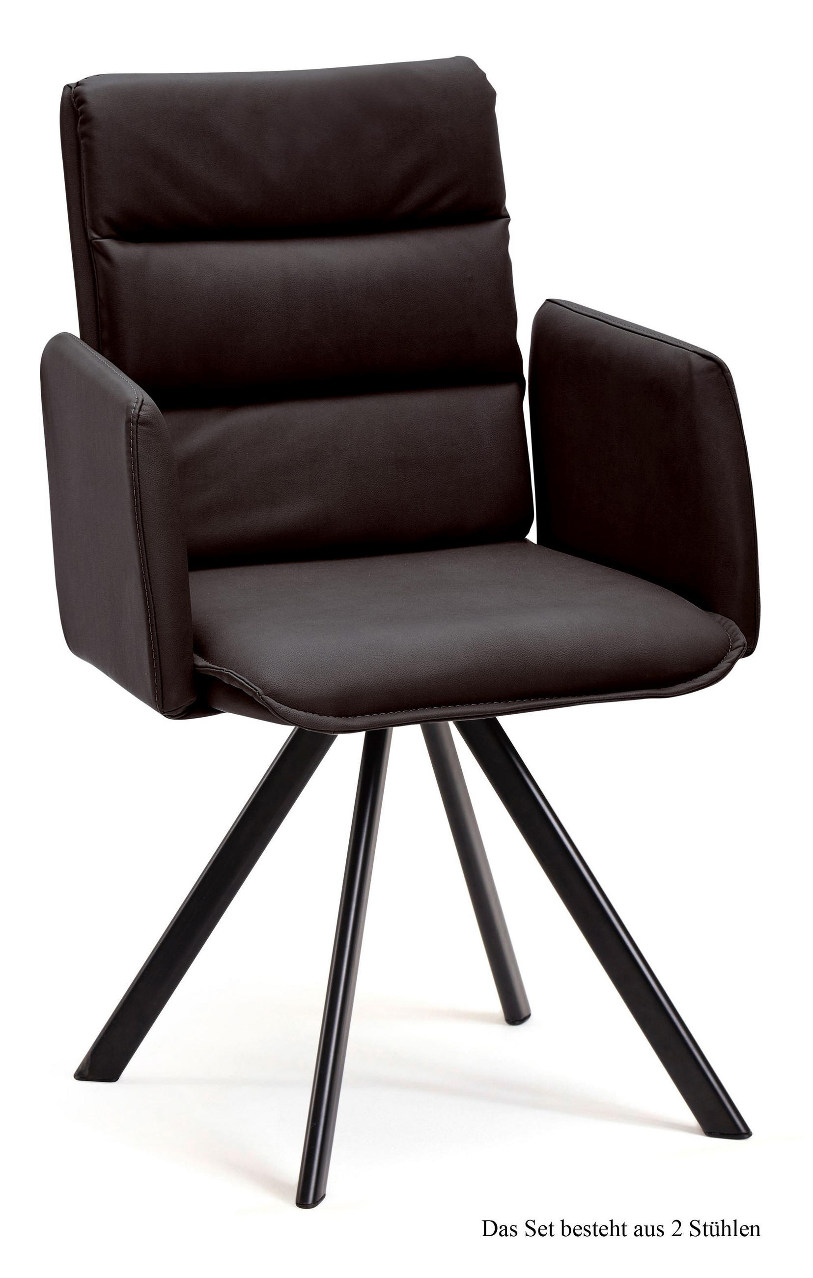 ARMLEHNSTUHL (2er-Set) Debby 52x92x60 Schwarz/Espresso - Dunkelbraun/Schwarz, Kunststoff (60/92/52cm) - 58aufmkessel