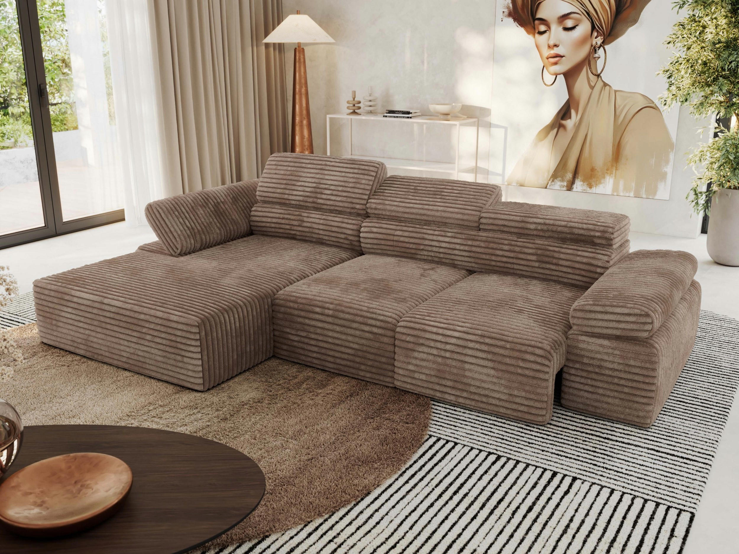 ECKSOFA RILASSO L Braun Cord - links - Schwarz/Braun, Kunststoff/Textil (296/174cm) - MKS