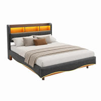 POLSTERBETT mit Stauraum, LED und USB/Type-C 160x200 cm Grau - Grau, Metall (160/200cm) - Meubliv