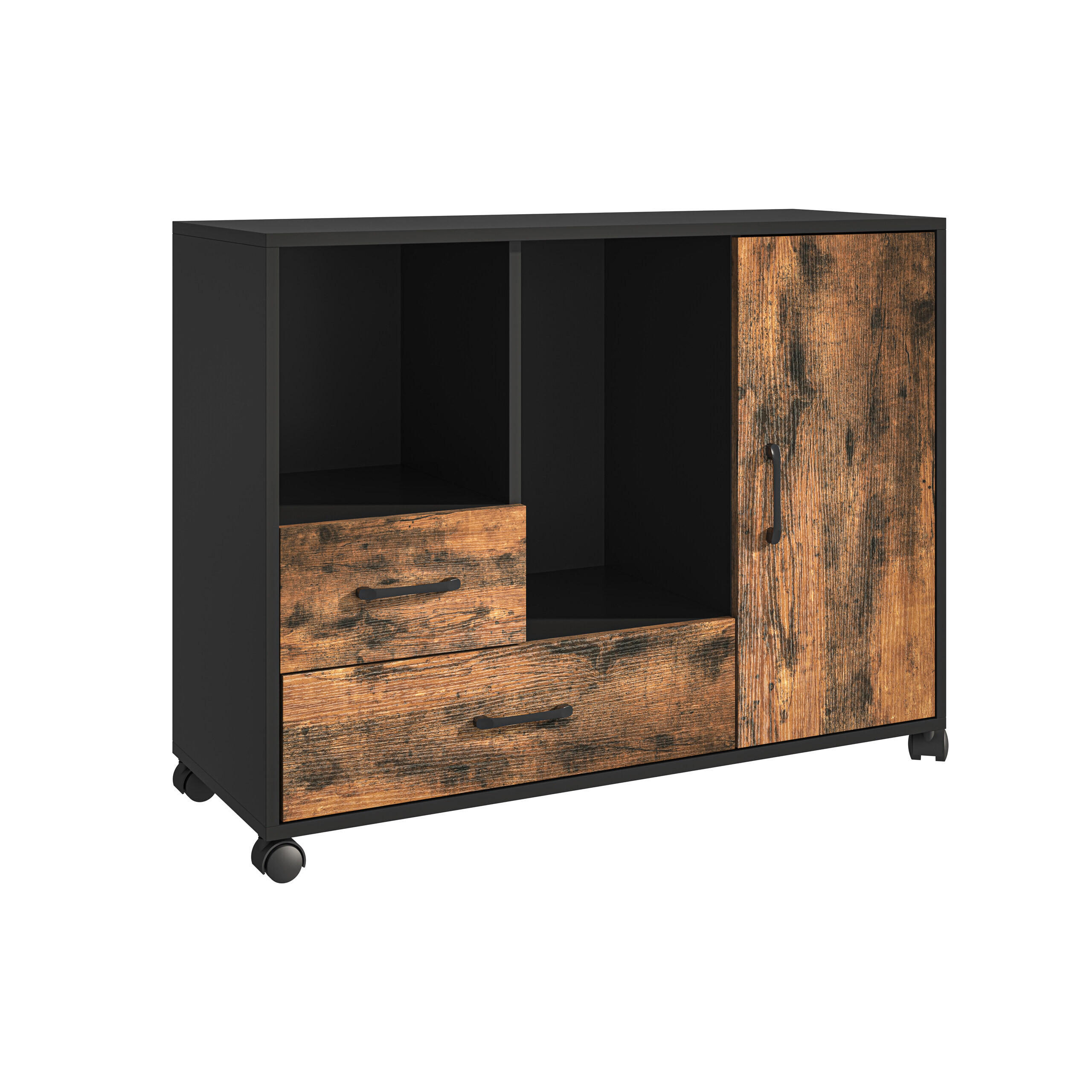 ROLLCONTAINER - Multicolor, Holzwerkstoff/Kunststoff (90/70/35cm) - Relaxdays