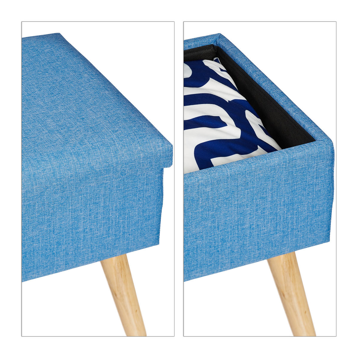 SITZBANK - Blau, Holz/Holzwerkstoff (77/39/39cm) - Relaxdays