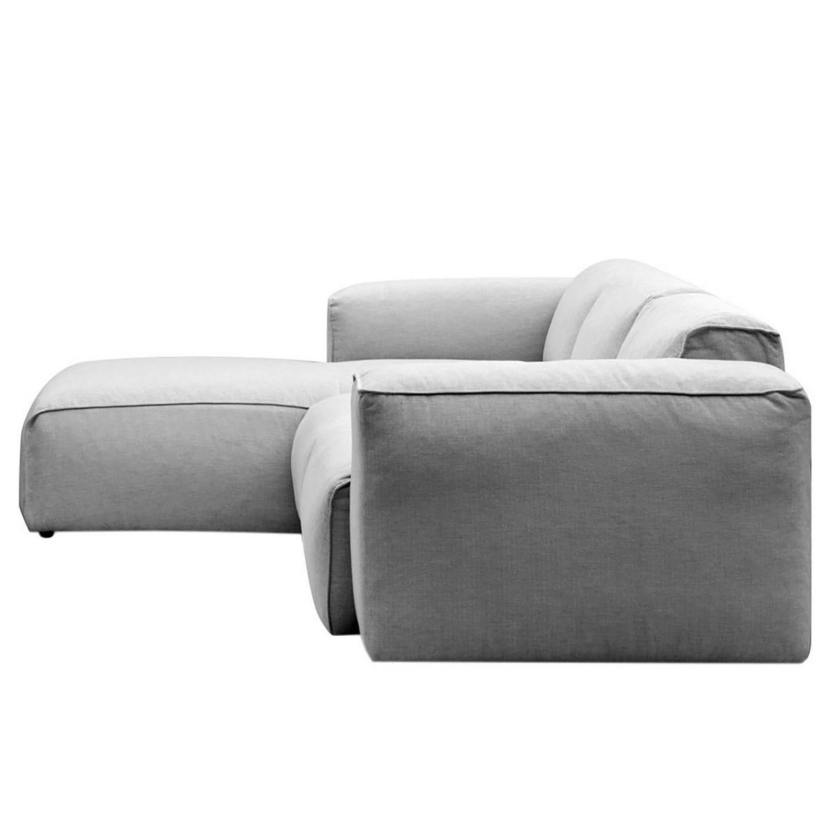 3-SITZER ECKSOFA mit Longchair - Hellgrau/Schwarz, Kunststoff/Textil (251/173cm) - home24