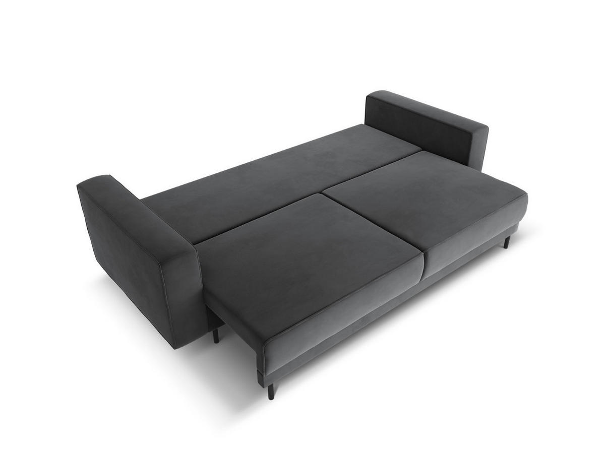 AUSKLAPPBARES-SOFA mit Bettkasten Caro aus Samt grau 3 Sitzplätze - Grau, Textil (97/93/236cm) - Micadoni