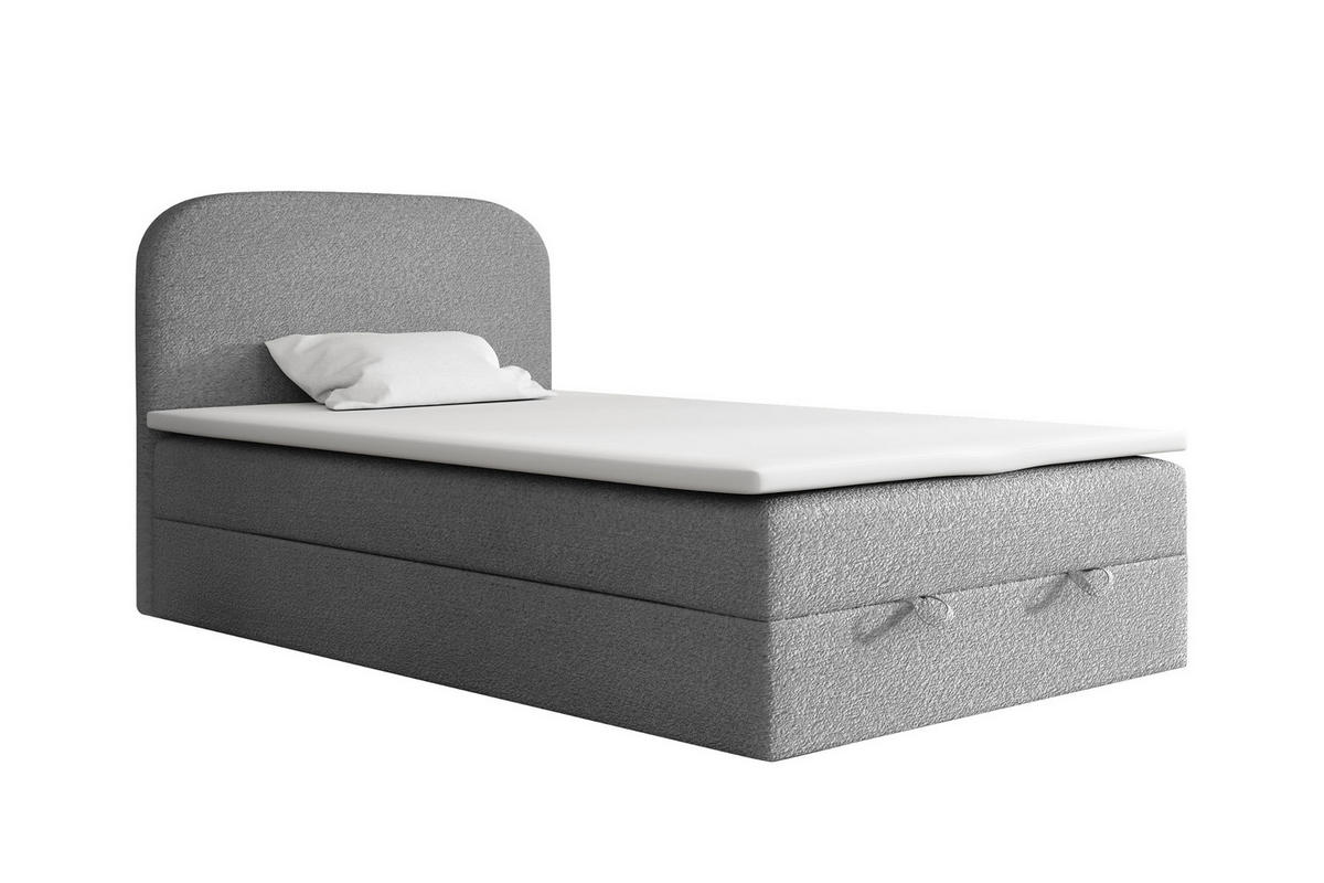 BOXBETT CLOUD 100/200 in Boucle Grau H4 - Grau, Holz/Holzwerkstoff (100/200cm) - Deine Möbel 24