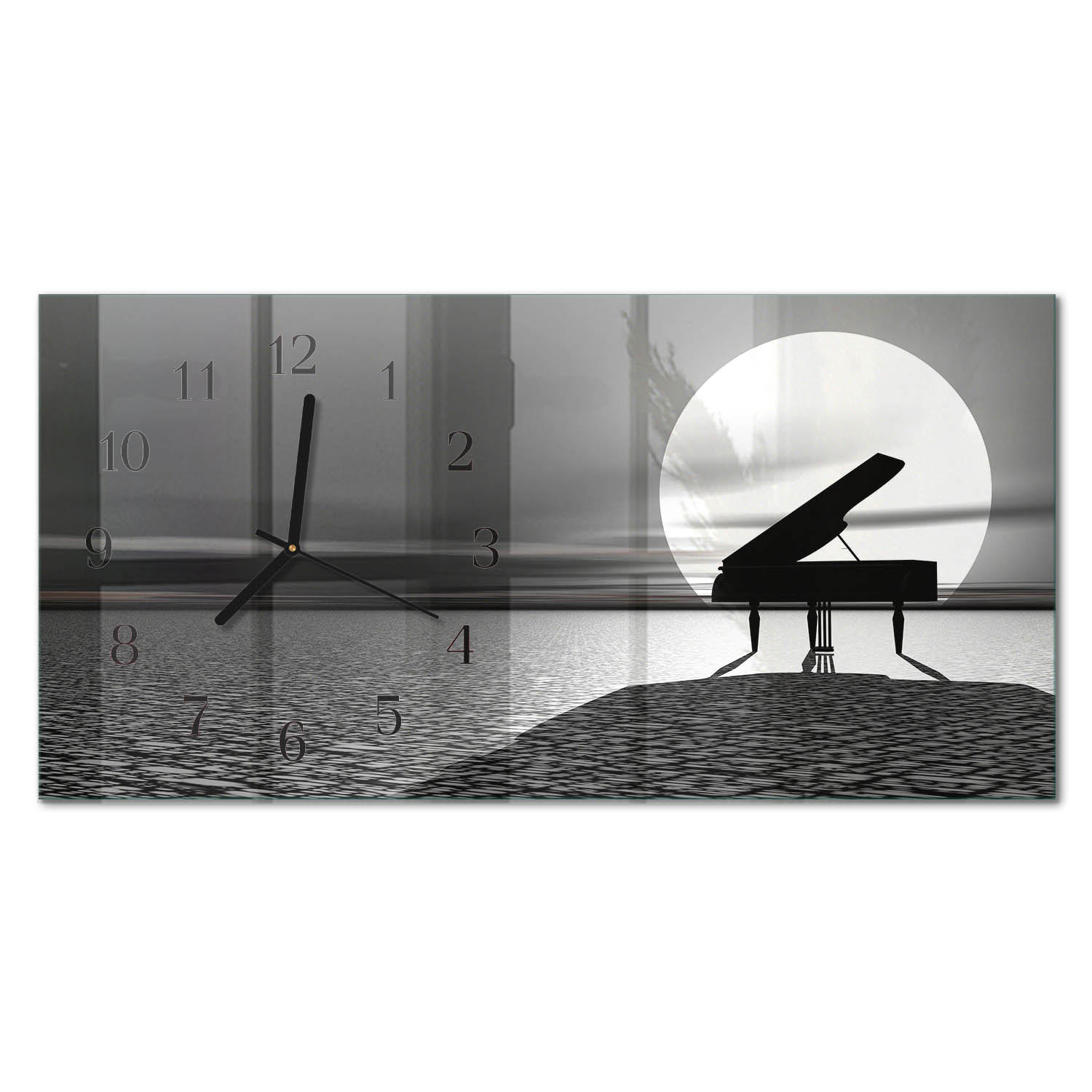 WANDUHR 60x30 cm - Abstrakte Kunst - Schwarz, Glas (60/30/0.4cm) - TULUP