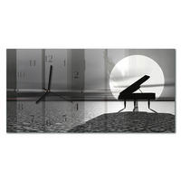 WANDUHR 60x30 cm - Abstrakte Kunst - Schwarz, Glas (60/30/0.4cm) - TULUP