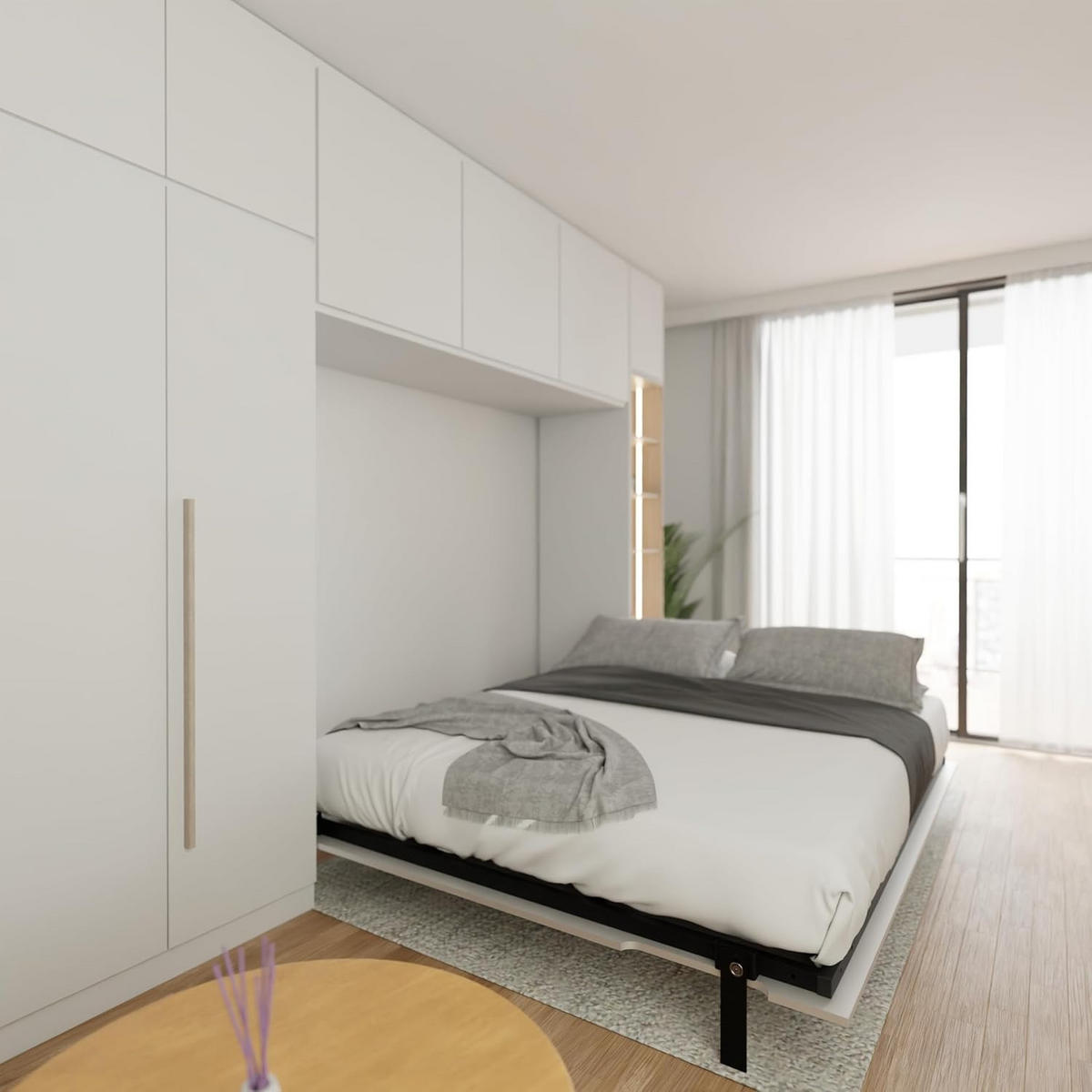 SCHRANKBETT Morphy Einbaubares 200x180 Horizontal - Weiß, Holz/Metall (200/180cm) - WallBedKing
