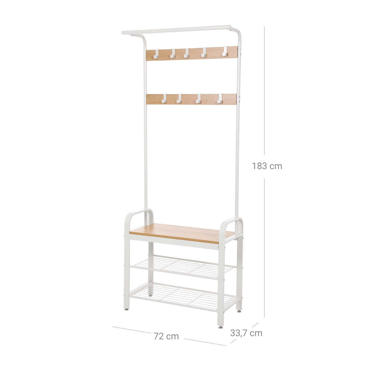 GARDEROBENSTÄNDER - Weiß, Holzwerkstoff (33.7/183/72cm) - Hansiro