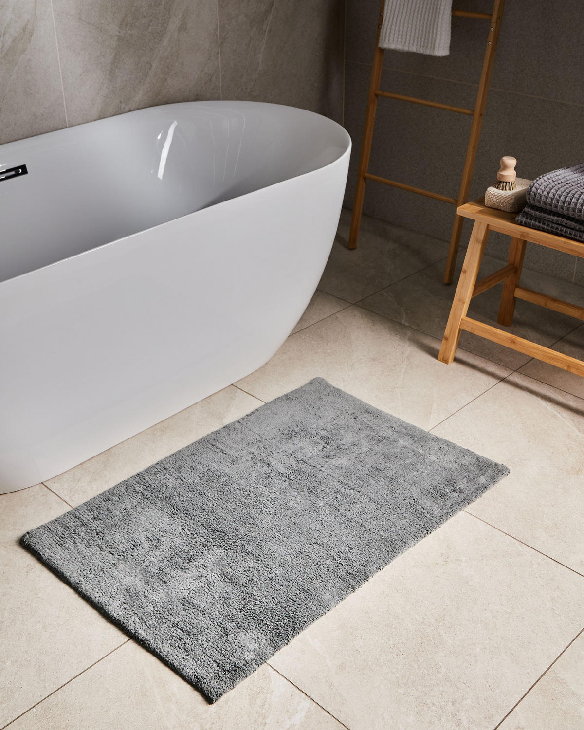 KOUPELNOVÁ PŘEDLOŽKA Šedá 60/90 cm Bavlna Goela - šedá/tmavě šedá, textil (60/90cm) - Beliani