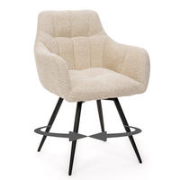 STUHL FANO drehbar gepolsterter mit Steppung - creme - Boucle - Creme/Schwarz, Textil/Metall (58/83/59cm) - NEW HOME