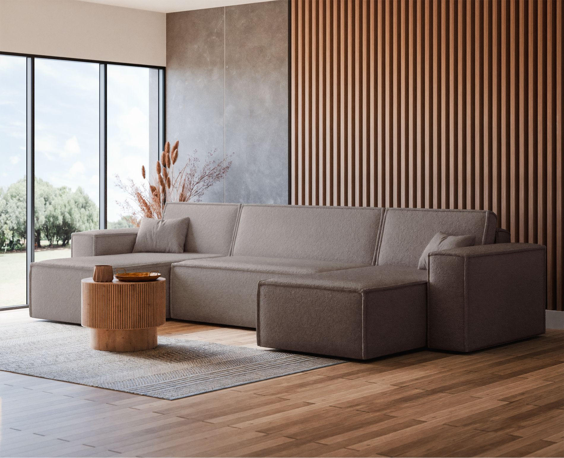 Thumbnail - Selsey Wohnlandschaft, Hellbraun, Textil, 5-Sitzer, U-Form, 312x83x145 cm, Wohnzimmer, Sofas & Couches, Wohnlandschaften...