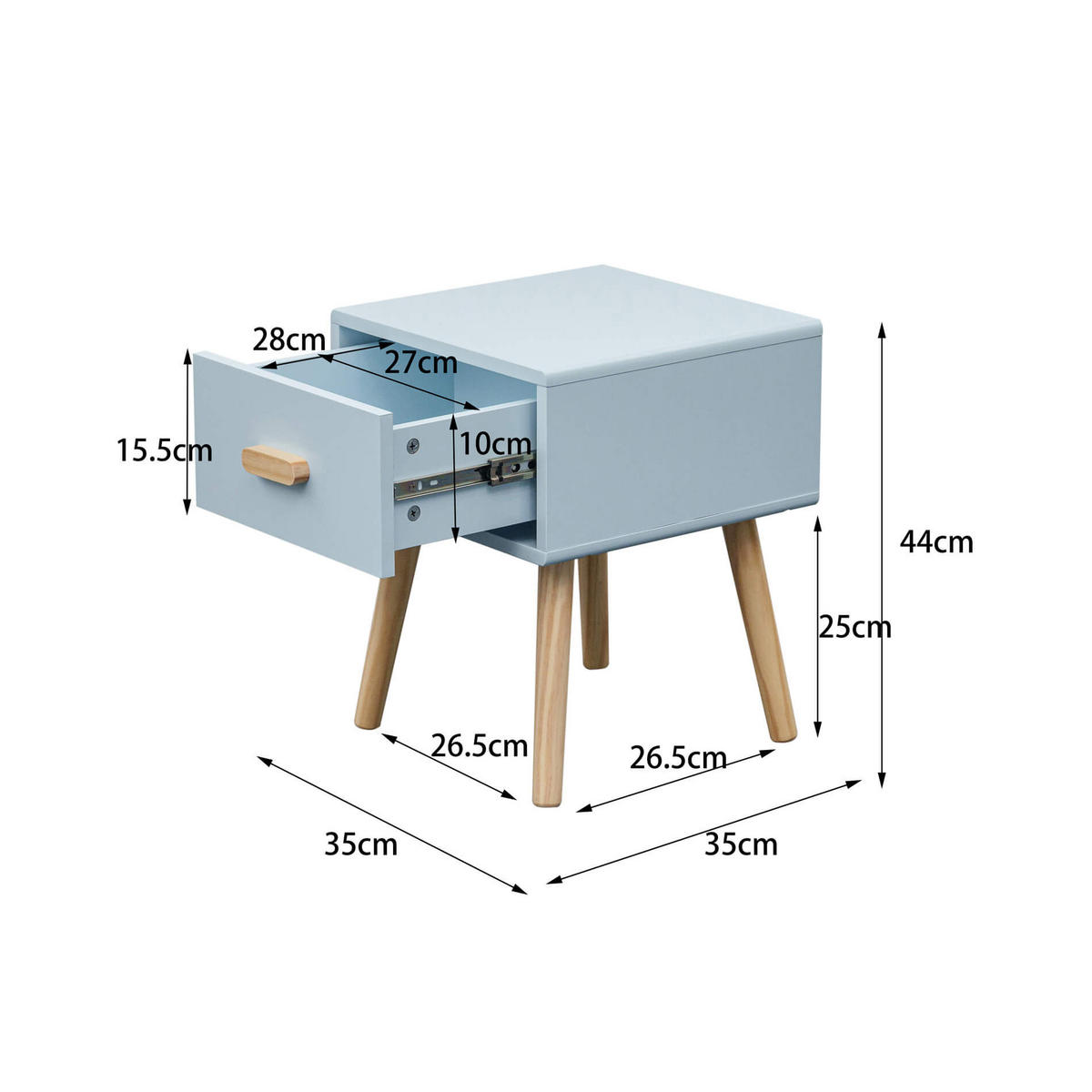 KINDERNACHTKÄSTCHEN Hellblau 35/35/44 cm - Hellblau, Holzwerkstoff (35/44/35cm)