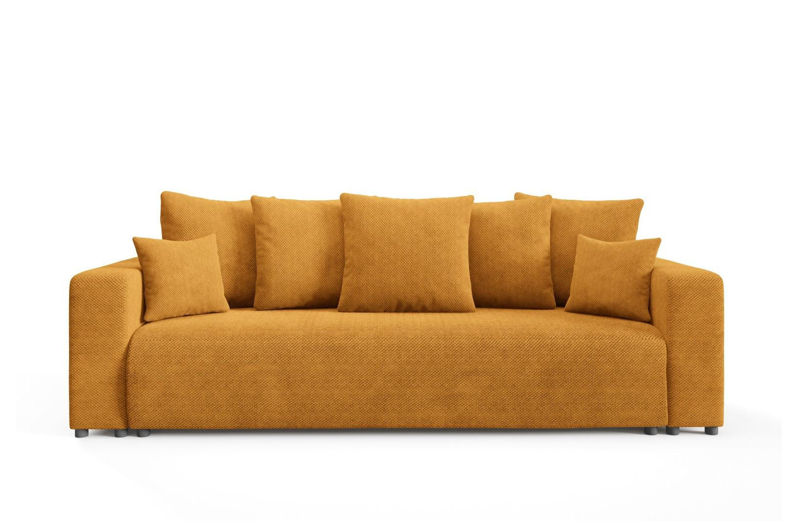 SCHLAFSOFA mit Bettkasten Gelb - Orange, Textil (247/88/93cm) - Furnisell