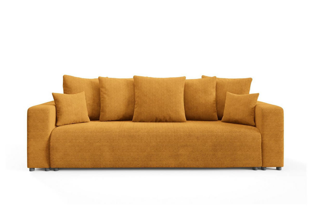 SCHLAFSOFA mit Bettkasten Gelb - Orange, Textil (247/88/93cm) - Furnisell