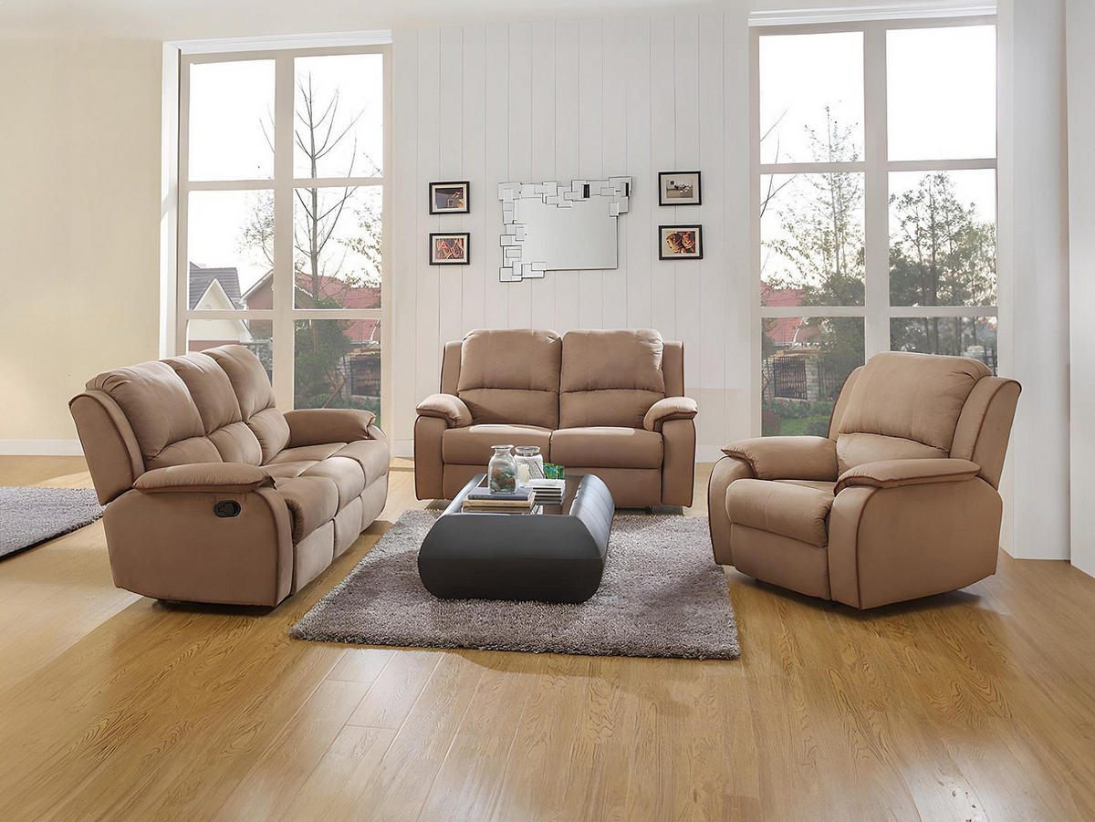RELAXSOFA - 3 Personen - stoff - taupe Hernani - Taupe, Textil (210/99/96cm) - Vente-Unique