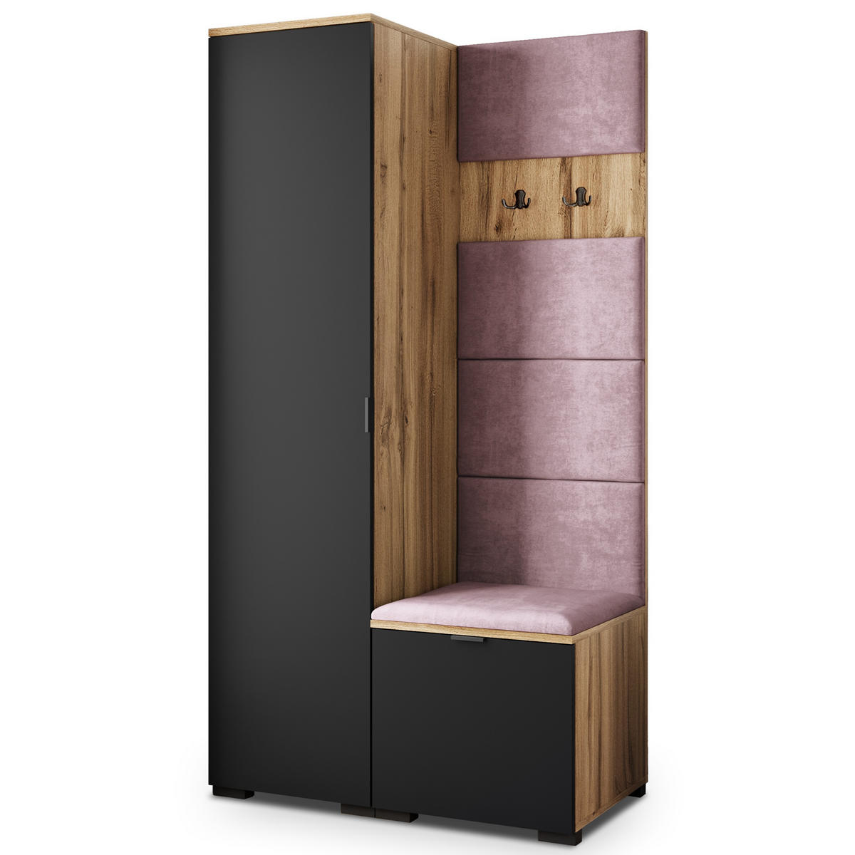 GARDEROBENSCHRANK LORI 95/181/51 cm Modern Garderobe-Set Eiche Wotan - Eiche Wotan/Lila, Holzwerkstoff (95/181/51cm) - MASSENO