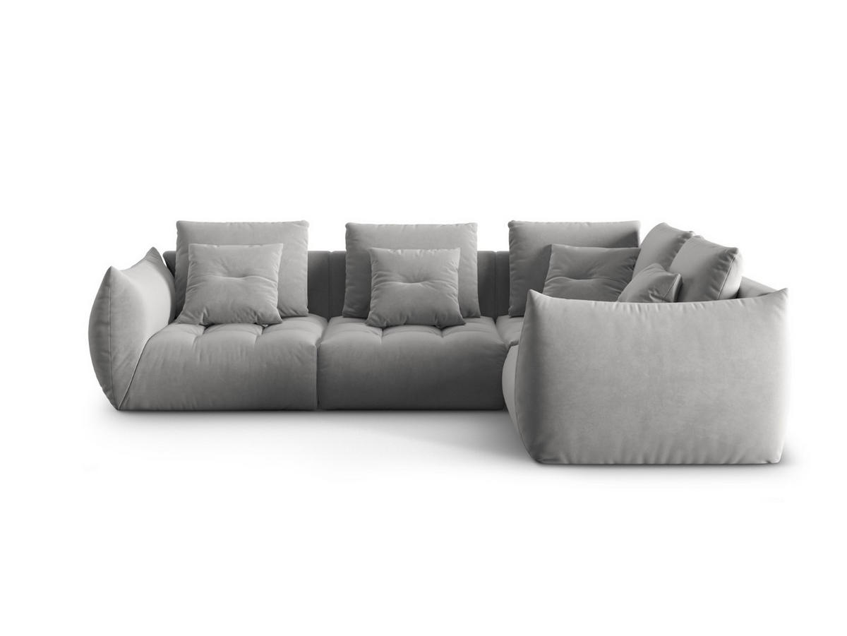 ECKSOFA modular rechts Bloom aus Samt grau 3 Sitzplätze - Grau, Textil (216/316cm) - Micadoni