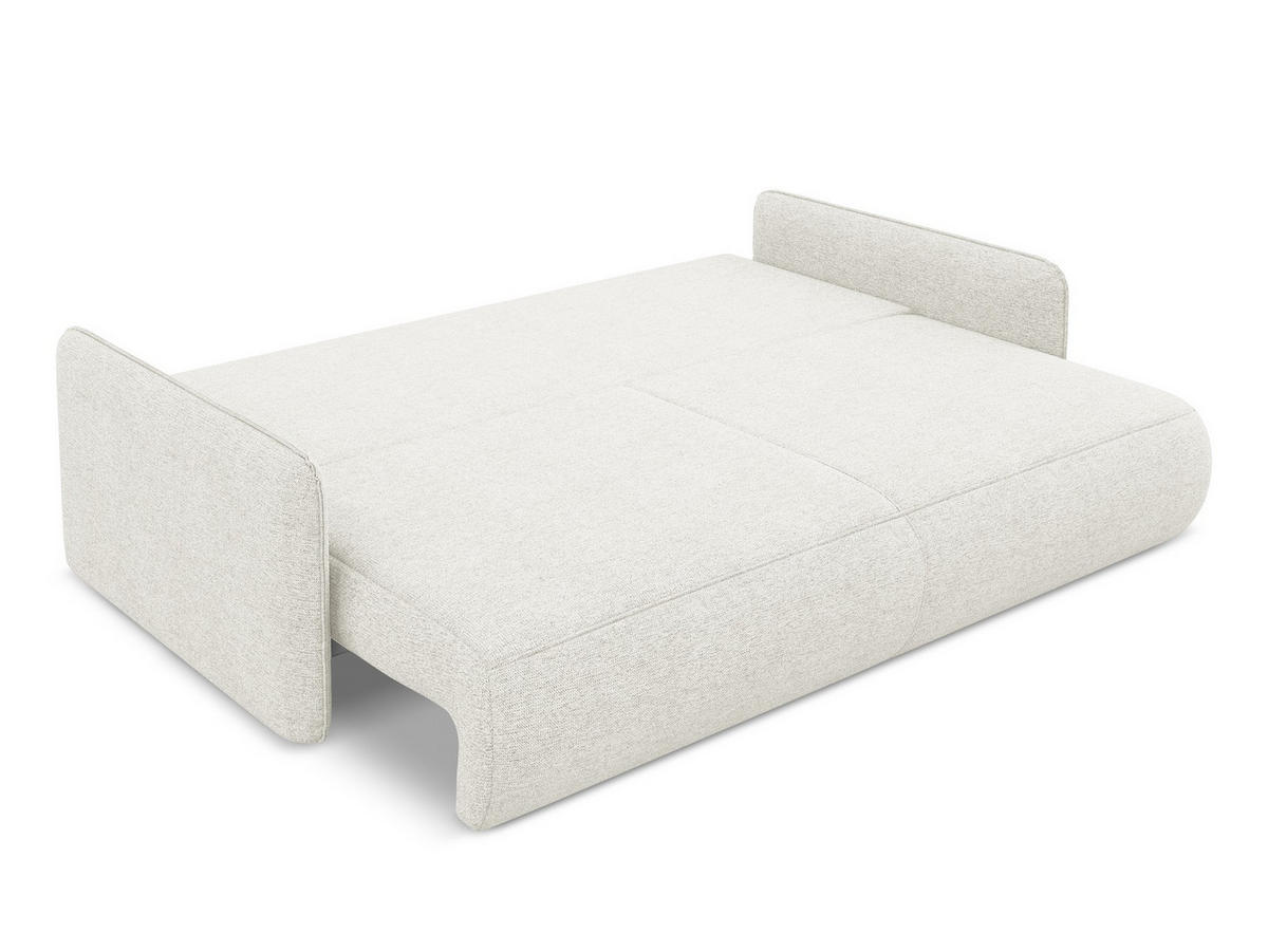 3-SITZER SOFA mit Schlaffunktion Chenille Stoff Weiß - Schwarz/Weiß, Kunststoff/Textil (216/86/105cm) - Makamii