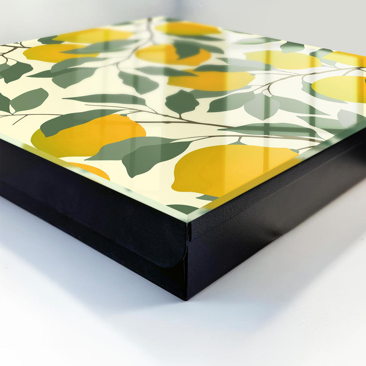 SCHLÜSSELBOX Schwarz 30x30 cm- Türöffnung nach rechts - Saftige Zitronen - Gelb, Metall (30/30/5cm) - TULUP