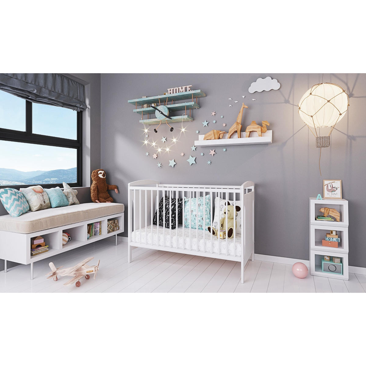 BABYBETT Elinor, Mitwachsendes, Weiß - Weiß, Holz (60/120cm) - Premiers Moments