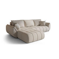 ECKSOFA TOKYO PREMIUM mit Schlaffunktion, Stoff WIND, Beige, Links - Beige, Holz (280/190cm) - Kaiser Möbel