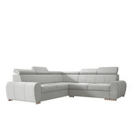 ECKSOFA APOLLO KN09, Eckcouch in L-Form mit Schlaffunktion, Farbe: Hellgrau, Velourstoff, Ottomane Links - Hellgrau, Textil (255/255cm) - O-Sofa
