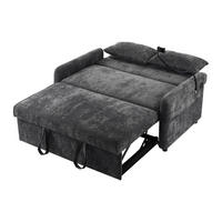SCHLAFSOFA klappbar mit Rückenlehne, Handyhalter und USB - Grau, Textil (129/81/76cm)