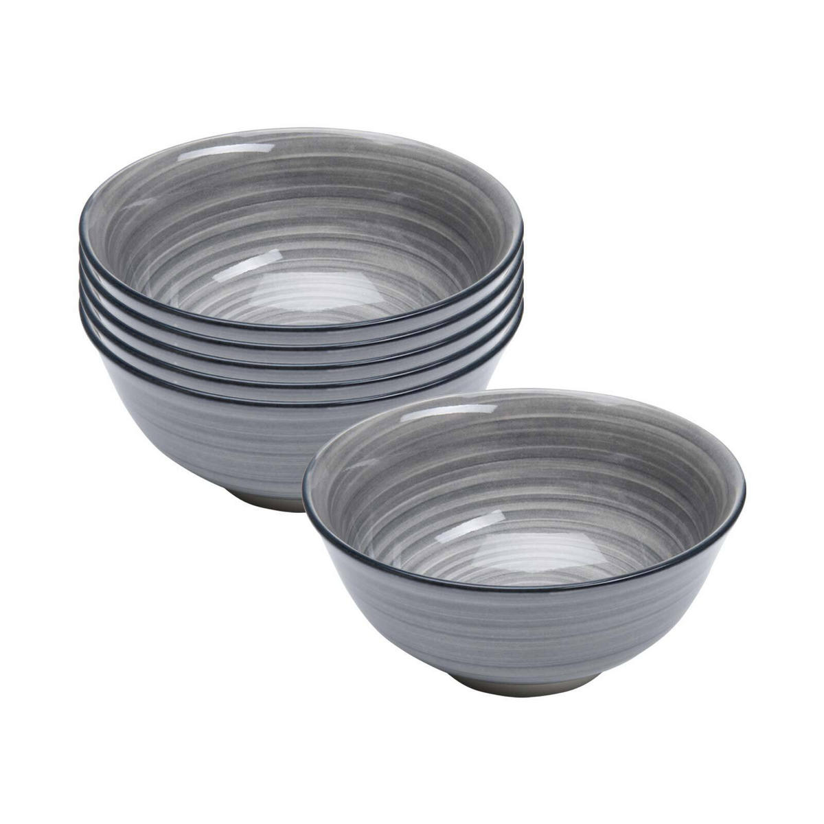 MÜSLISCHALEN Sendai Wirbel grau ø 15,5 cm 6er Set - Grau, Keramik (15.5cm) - Ritzenhoff Breker