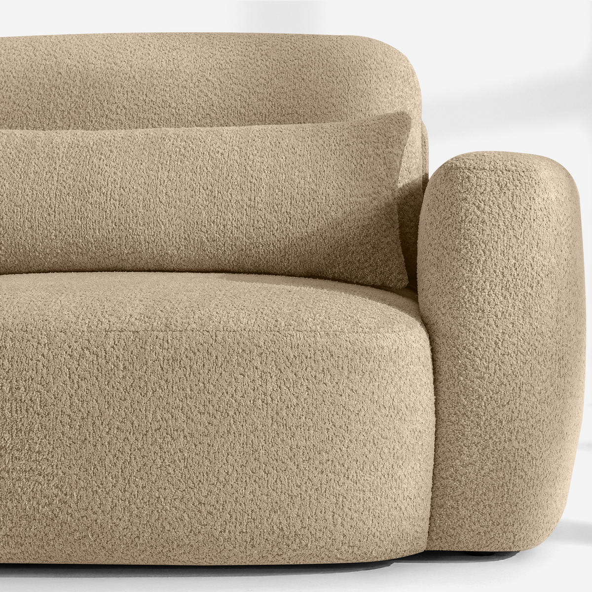 ECKSOFA links ELOSA - Ecru, Holz/Textil (245/165cm) - KONSIMO®