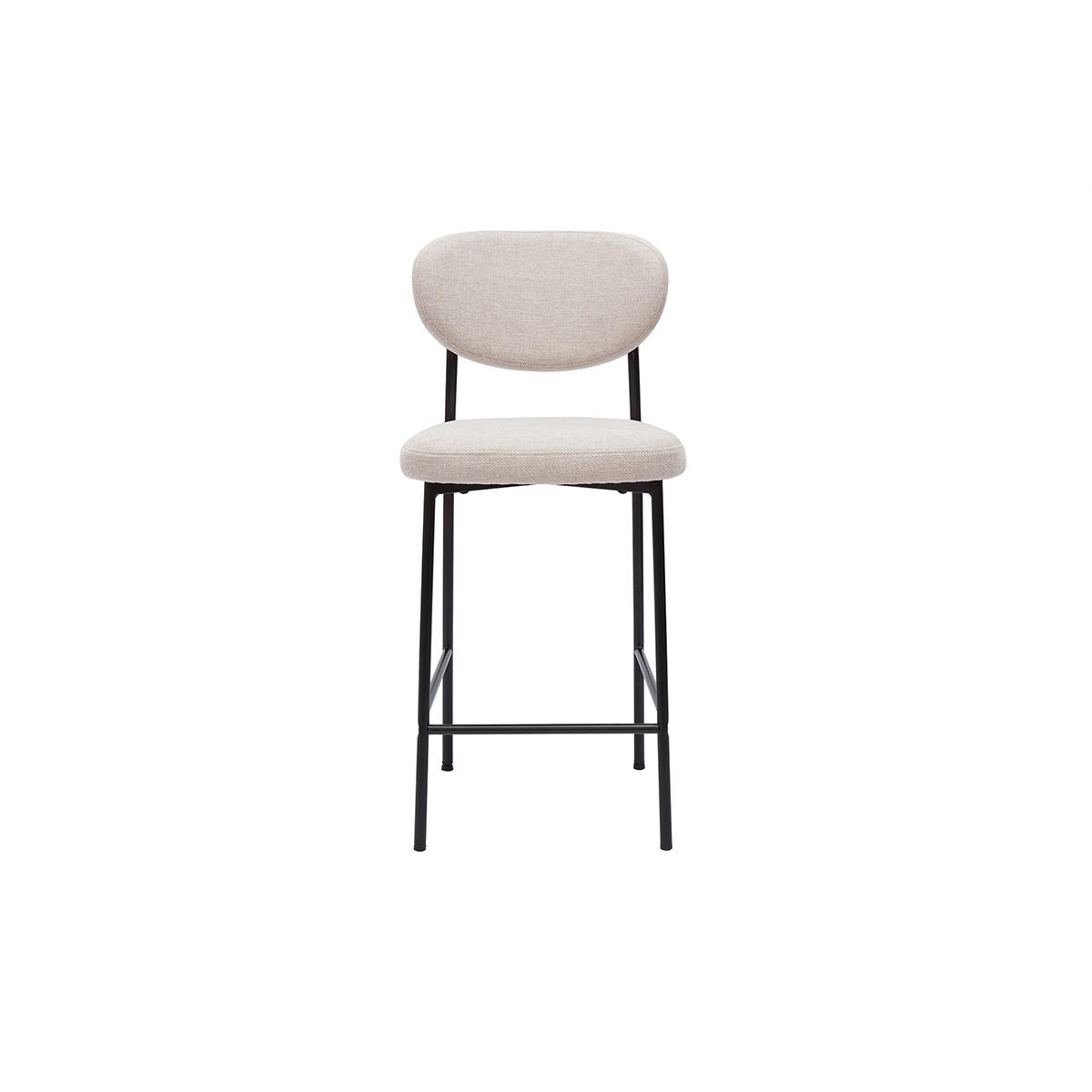 BARHOCKER Stoff Samteffekt Beige H65 2er-Set BREKA - Beige, Textil (52/96.5/44.5cm) - Miliboo