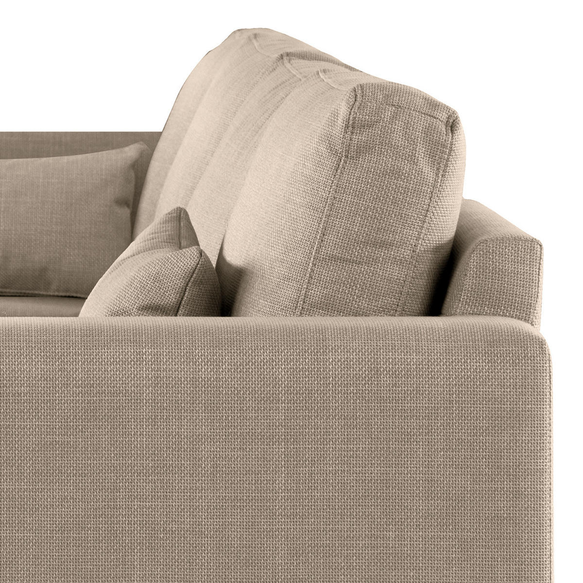 ECKSOFA mit Longchair - Taupe/Eichefarben, Eichenholz/Textil (281/153cm) - home24