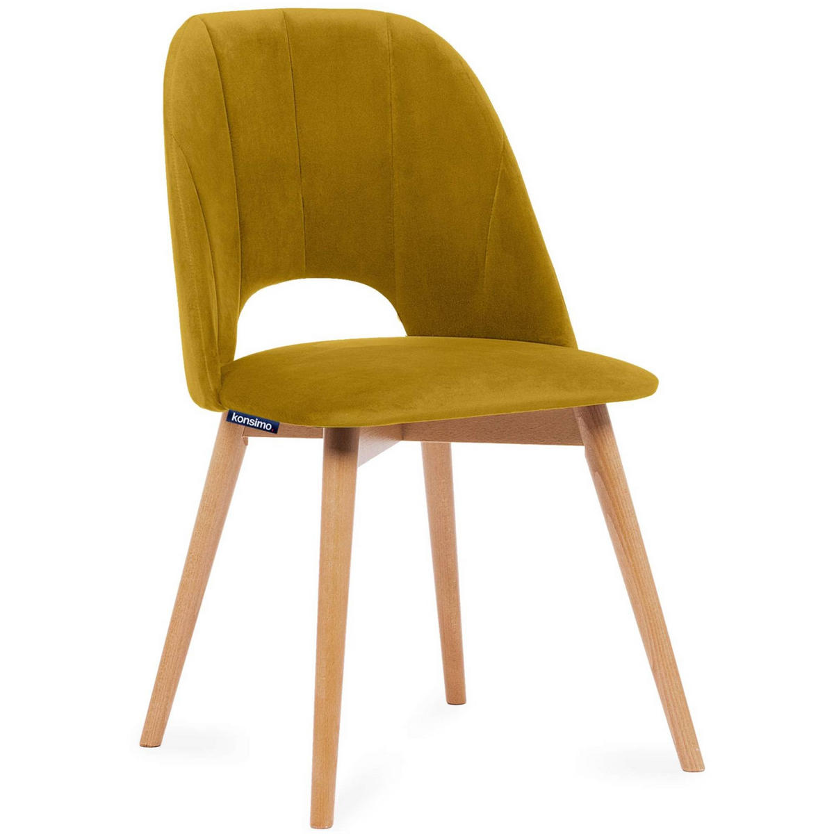 ESSZIMMERSTUHLE TINO 2-tlg Velours-Sitz, Gelb - Eichefarben/Gelb, Holz/Textil (48/86/44cm) - KONSIMO®